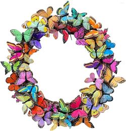 Decorative Flowers Oh Happy Day Sign Beautiful Butterflies For Spring Door Decor Garden Wreath Heart Picks