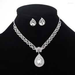 Pendant Necklaces Selling Wedding Accessories Fashion OL Claw Chain Rhinestone Zircon Angel Teardrop Necklace Earrings Bridal Jewellery