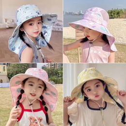 Hair Accessories Outdoor Summer Hat For Kids Children Sun Neck Ear Cover Protection Beach Caps Boy Girl Flap Cap