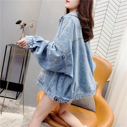 Pants Denim Jacket Womens Black Blue Denim Jacket Korean Version Spring Autumn Jeans Coat Casual Haruku Streetwear Female Vintage