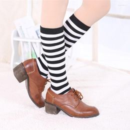 Women Socks Girls Knee High Long Stripe Stocking Printed Thigh Striped Cotton 8 Colours Sweet Cute Plus Size