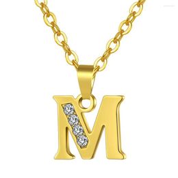 Pendant Necklaces Initial A-Z Letter Name Necklace Gold Color Stainless Steel Small Alphabet For Women Jewelry Drop