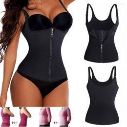 Women's Shapers Female Waist Trainer Corset Zipper Vest Weight Loss Body Shaper Tummy Belly Tank Top With Adjustable Straps Slimmer Workout