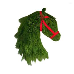 Decorative Flowers Fashion Cute Winter Wreath-Farmhouse Double Horse Head Christmas Wreath Decoration Home Accessories