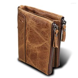 Wallets Est Men Genuine Cow Leather Name Customised Short Card Holders Man Purse High Quality Brand Male Wallet