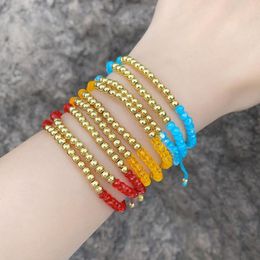 Charm Bracelets Three Layers Stackable Beaded For Women Candy Color Glass Beads Adjustable Summer Jewelry Gifts Brta91