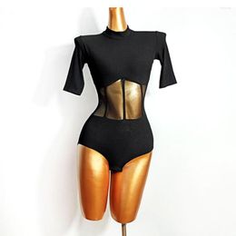 Stage Wear 2023 Latin Dance Dress Women Bodysuit TL609 See Through Waist And Back Dancing Tops Costume Latina
