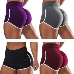 Women's Shorts Women Solid Colour Workout Yoga High Waist Compression Stretchy Ruched BuLifting Leggings Striped Trim Dolphin 10CE