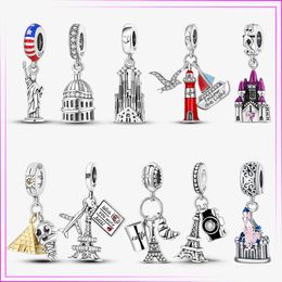 925 Sterling Silver Castle Tower Sea Tower Bead Building Charm plata de ley 925 For Original Pendant Bracelet Women Gift Jewellery