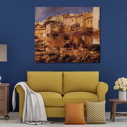Handmade Pierre Auguste Renoir Paintings of Terraces at Cagnes Landscape Canvas Art for Office Wall Decor