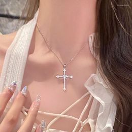 Pendant Necklaces Snowflake Cross For Women Iced Out Pendants Trend 2023 Cubic Zirconia Silver Colour Choker Chain On The Neck Jewellery 47