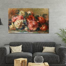 Still Life Art on Canvas Discarded Roses Pierre Auguste Renoir Paintings Handmade Modern Artwork Kitchen Room Decor