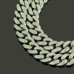 designer jewelry 24inch wide1.2cm Cuban Link Chain Mens Iced Out Miami Cuban Necklace Silver Gold Bling Diamond Hip Hop Rapper night club Jewelry gold silver 1433e