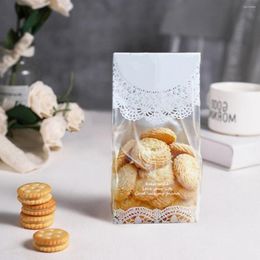 Gift Wrap 50pcs White Lace Cookie Biscuit Bag Wedding Candy Cupcake Hand Made DIY Christmas Plastic Packaging Bags Home Accessories