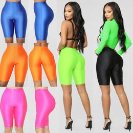 Women's Shorts Women High Waist Yoga Compression Shiny Skinny Tummy Control Short Leggings Workout Athletic Sport Gym Fitness