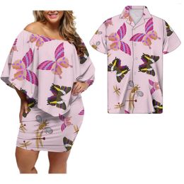 Abiti casual Cumagical Luxury Bohemia Polynesian Tribal Hawaii Butterfly Print Mini abito da donna Coppie abbinate T-shirt da uomo Set da coppia