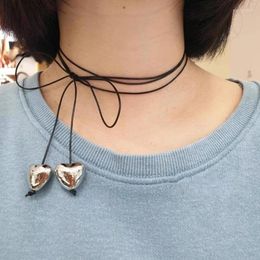 Pendant Necklaces Heart Necklace Female Temperament Niche Net Red Collarbone Chain Korean Version Student Drawing Adjustable Jewellery