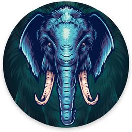 Blue Elephant Round Mouse Pad Gaming Mouse Mat Waterproof Circular Mouse Pad Non-Slip Rubber Base MousePads 7.9x0.12 In