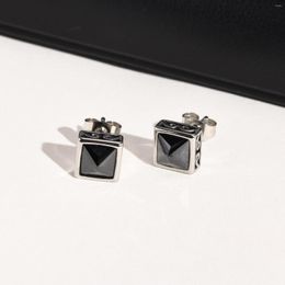 Stud Earrings Fashion Stainless Steel Black Geometric Square With Zircon Celtic Knots For Men Jewellery