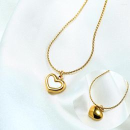 Pendant Necklaces Charm Gold Color Stainless Steel Heart Shell Chain Choker Necklace For Women Wedding Gifts Accessories Drop