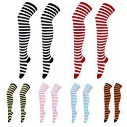 Women Socks Trendy Knitted Over Knee Stockings Girls Anime Striped Party Dance College Wind Cosplay JK High