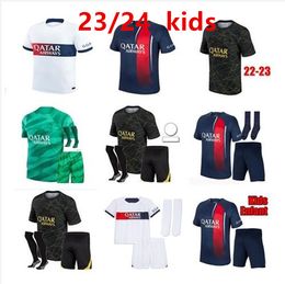 22 23 24 Kids with shorts and socks Soccer Jerseys 2023 2024 Paris psgs Men sets MBAPPE SERGIO RAMOS children suit football Shirts T enfants Maillot De Foot