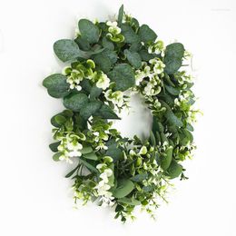 Decorative Flowers Eucalyptus Wreath Artificial Plants Background Wall Window Wedding Party Decor Vines Garland Supplies