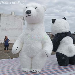 Customised Inflatable Cartoon Polar Bear Costume Panda Walking Cartoon Dress with Slippers and Mini Fan for Parade Event or Advertising/Promotion