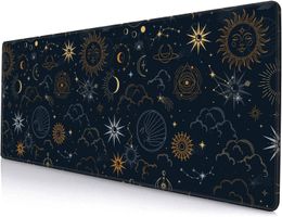 Gaming Mouse Pad Large Keyboard Mouse Mat Desk Pad with Stitched Edges 31.5X11.8 inch Celestial Stars and Magic Eyes