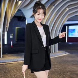 Women's Suits 2023 Spring Autumn Solid Thin Blazers England Style Single Button Long Korean Office Lady Casual Loose Suit Jacket Z125