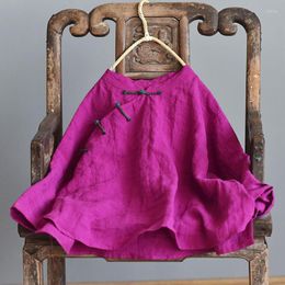 Women's Blouses Women Loose Linen Shirts Ladies Vintage Flax Retro Blouse Female 2023 Spring Summer Handmade Button Tops