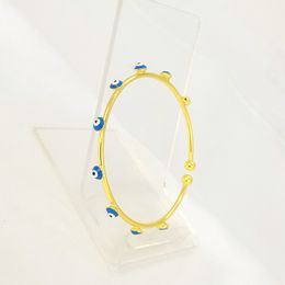 Cuff Bangle Drip Oil Demon Eye Bracelet for Women Girl 18k Gold Color Fashion Jewelry Gift