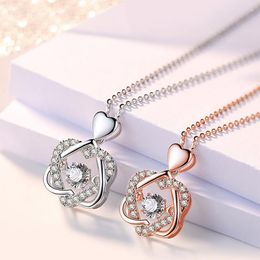 Jewellery Pouches Fashion Rose Flower Packaging Cubic Zirconia Necklace For Women Trend Alloy High Quality Gifts Box Wedding Birthday Gift