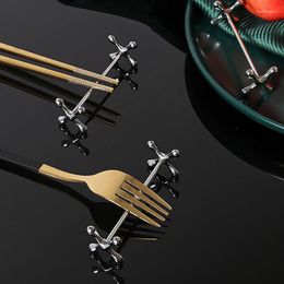 Chopsticks 1PC Chopstick Holder Metal Plum Shape Pillow Stainless Steel Rack Spoon Stand Knife Fork Storage Art Craft