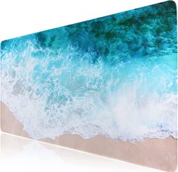 Extended Mouse Pad 35.4x15.7 in Large 3mm Non-Slip Rubber Base Mousepad with Stitched Edges Waterproof Desk Pad Beach