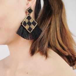Dangle Earrings BohemiaTassel For Women Statement Fringed Resin Bead Drop Ethnic Jewelr UKMOC