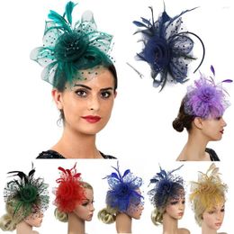 Hair Clips Ladies Fashion Mesh Retro Feather Headdress Bridal Gift Hat Flower Heart Annual Party Dinner Accessories