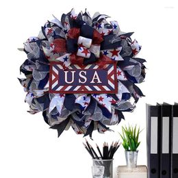 Decorative Flowers American Flag Wreath Door With For Independence Day Decor School Front Garden