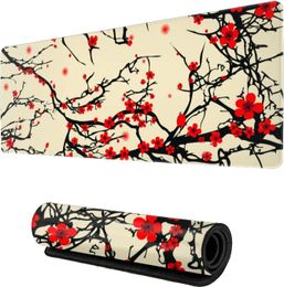 Japanese Cherry Blossom XL Large Mouse Pad for Desk Non-Slip Long Extended Keyboard Pads Mousepad Rubber Table Mat 31.5X11.8Inch