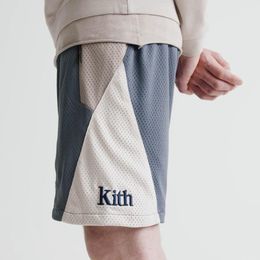 Pants Good Quality Patchwork Mesh Kith Fashion Sweat Shorts Men 1:1 Kith Women Zipper Pockets Shorts Breathable Breeches