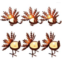 Decorative Flowers Turkey Tea Light Holders Metal Shape Candle 6pcs Table Centerpiece Rustic Holder For Kitchen