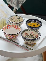 Bowls Korean Polish Style Antique Tableware Bowl Hand-painted Underglaze Coloured Household Rice