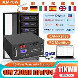 LiFePO4 48V 230Ah 200AH 100AH 300AH Battery Pack CAN/RS485 32 Parellel 5KW 10KW 6000+ Cycle PC Monitor 10 Year Warranty EU Stock