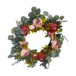 Decorative Flowers Spring Summer Wreath Ornament Greenery Artificial Floral For Pographic Props Window Party Decoration