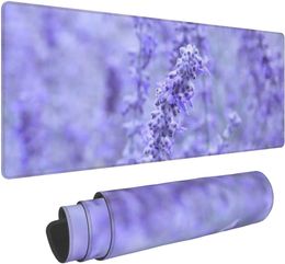 Purple Lavender Coloured Flowers Mouse Pad Large Rectangular Game Mouse Pad for Laptop Office 11.8 X 31.5 Inches