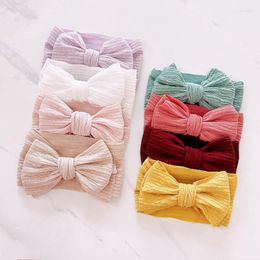 Hair Accessories Solid Colour Bow Baby Headband Elastic Soft Born Bands Stretchy Wide Turban For Infant Girls Kids