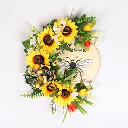 Decorative Flowers Door Garland Pendant Fashion Easy Care Anti-deformed Front Sunflower Hanging Home Supply