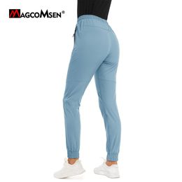 Capris Magcomsen Women's Quick Dry Hiking Pants Multizipper Pockets Jogger Sweatpants Female Fishing Running Work Out Gym Trousers