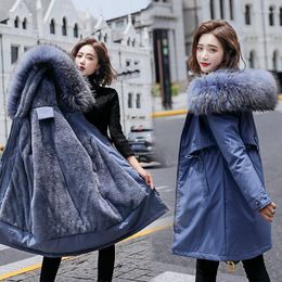 Women's Trench Coats Hooded Coat Winter Jacket Fashion With Fur Collar Warm Snow Wear Padded Long Women Parkas