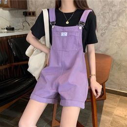 Dresses Hifashion Summer Vintage Purple Jean Jumpsuit Women Cotton Wide Legs Bib Female Overalls Woman Personality Denim Rompers